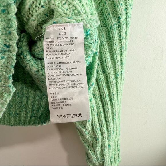 Free People Green On Your Side Cable Knit Cropped Boxy Pullover Sweater Small - Picture 12 of 16